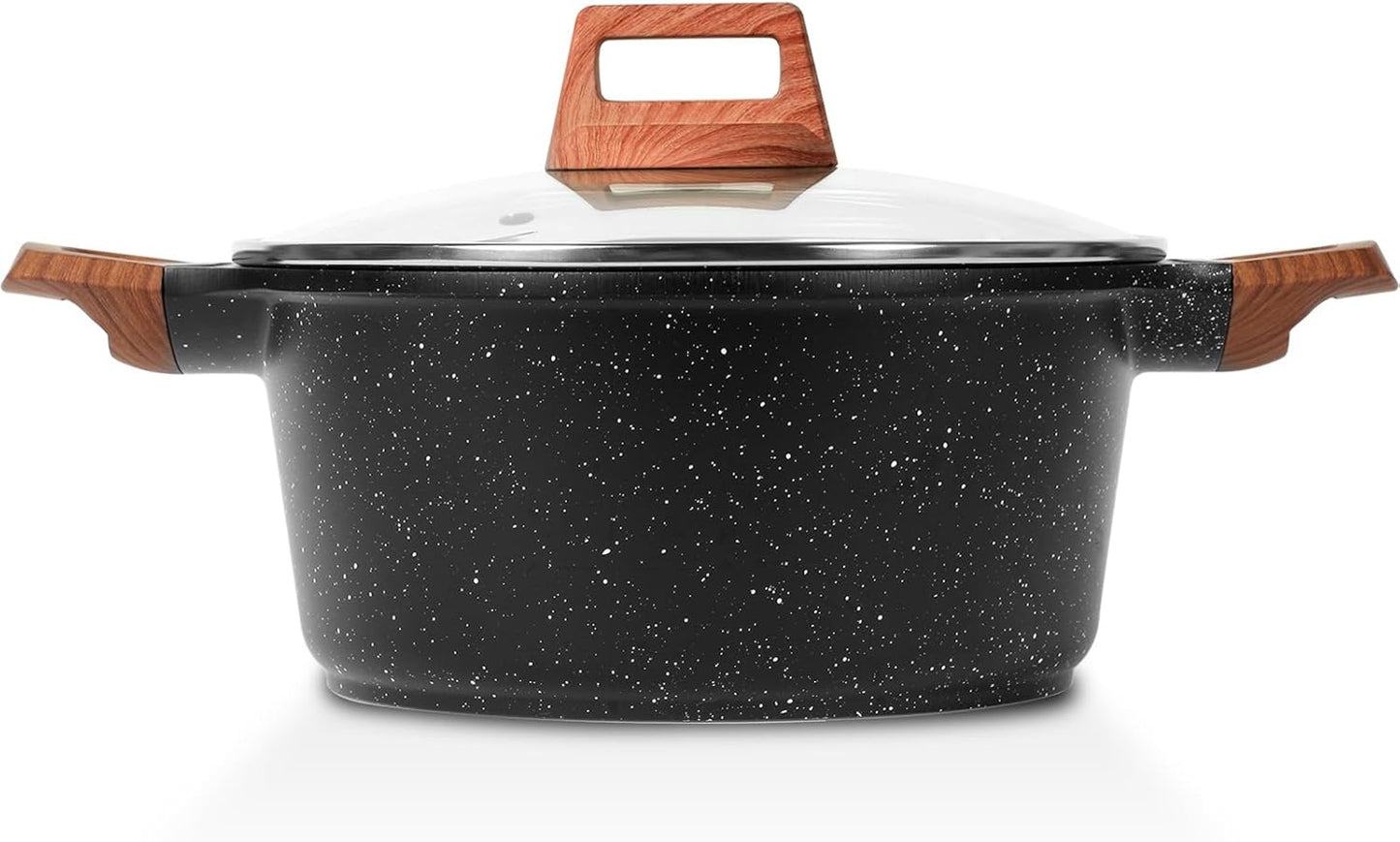 ESLITE LIFE Nonstick Stock Pot with Lid, 3 Quart Granite Casserole Small Soup Pot Pasta Cooking Pot, Induction Compatible, PTFE & PFOA Free, Black