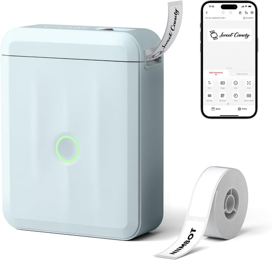 NIIMBOT D110 Upgraded Version Mini Label Maker Machine with Tape, Portable Bluetooth Thermal Printer, Sticker Labeler with Multiple Templates for Office Organization Home Kitchen School, Blue