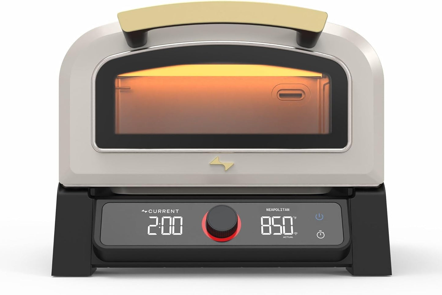 Current® Model P Smart Electric Pizza Oven, 12-Inch, 850°F Max, 5 Cooking Modes, App Connectivity for Temperature Monitoring & Custom Cooking Times, Compact for Indoor & Outdoor Use, Beige