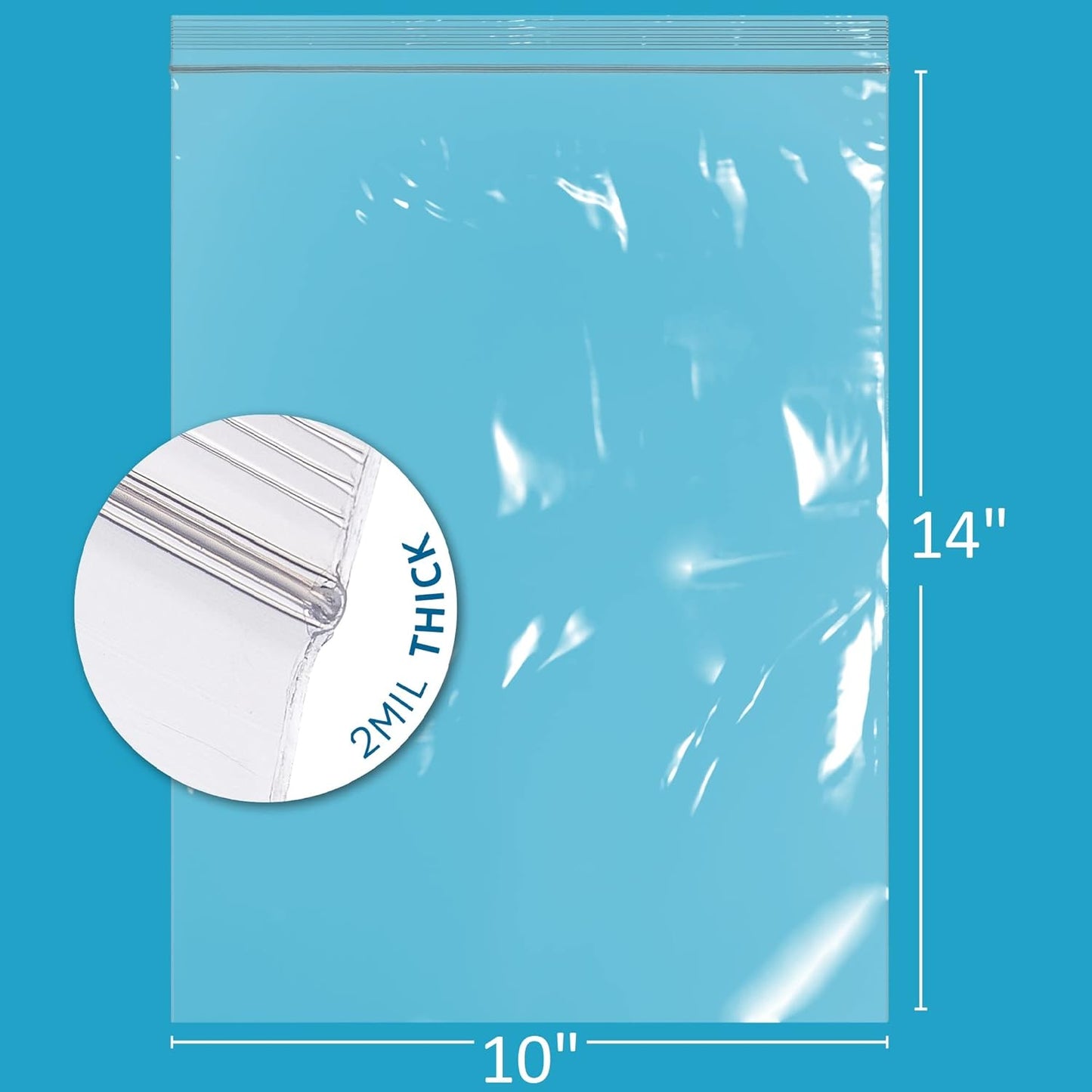 GPI - 10" x 14", Pack of 100, Clear Plastic Reclosable Zip Bags, 2 Mil Thick, Zip Poly Bags with Resealable Lock Seal Zipper for Food, Apparel, Shirts, Household, School & Office Supplies