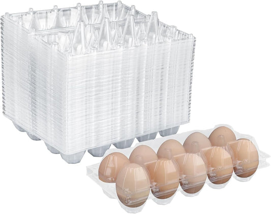 98 Pack Bulk Egg Cartons, Clear Plastic Chicken Egg Holders, Egg Tray Carton Holder for Home & Kitchen, Farm & Market Use, An Eco-Friendly Egg Storage Solution, 10 Grids(Medium Size)