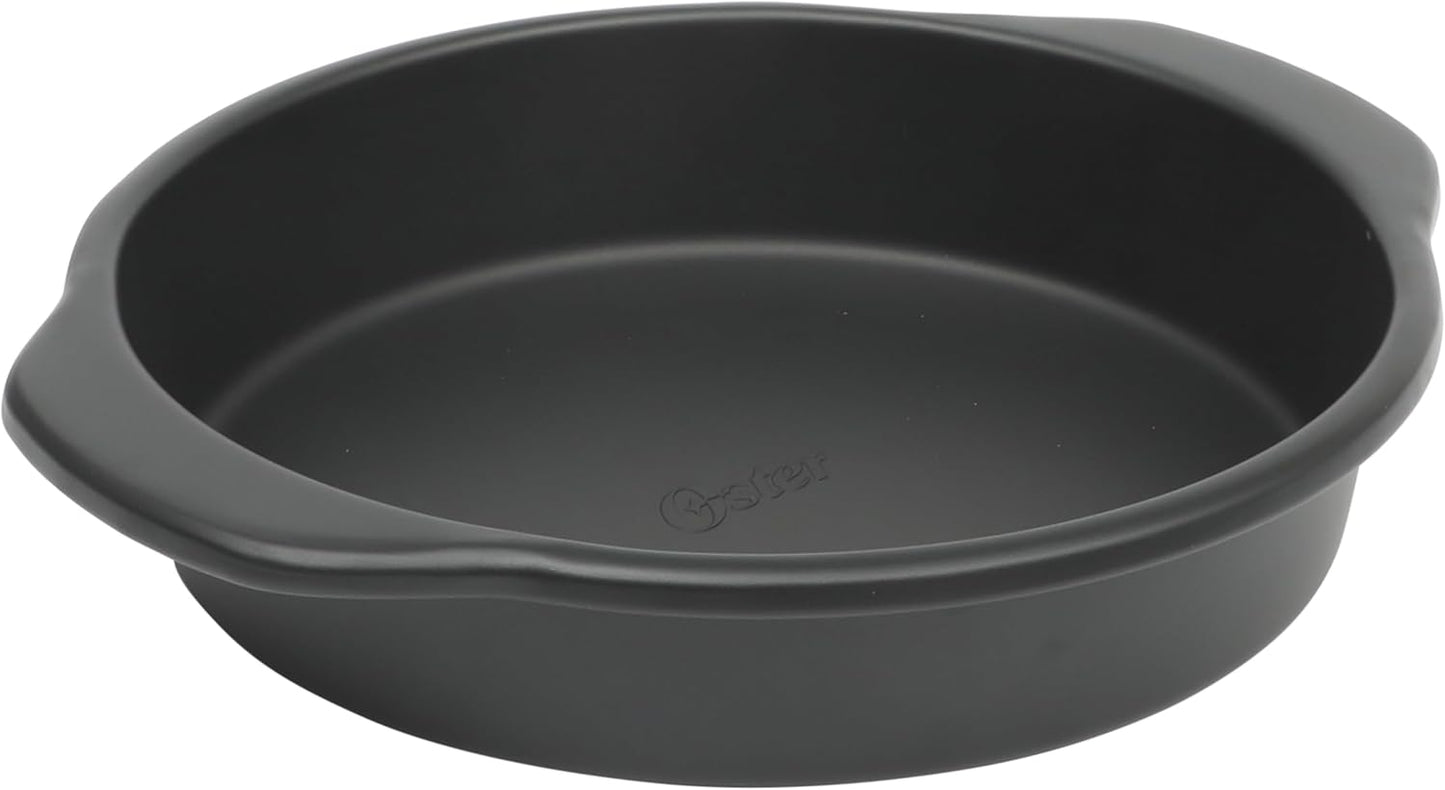 Oster Teston 9" Round Nonstick Carbon Steel Cake/Bake Pan - Matte Black