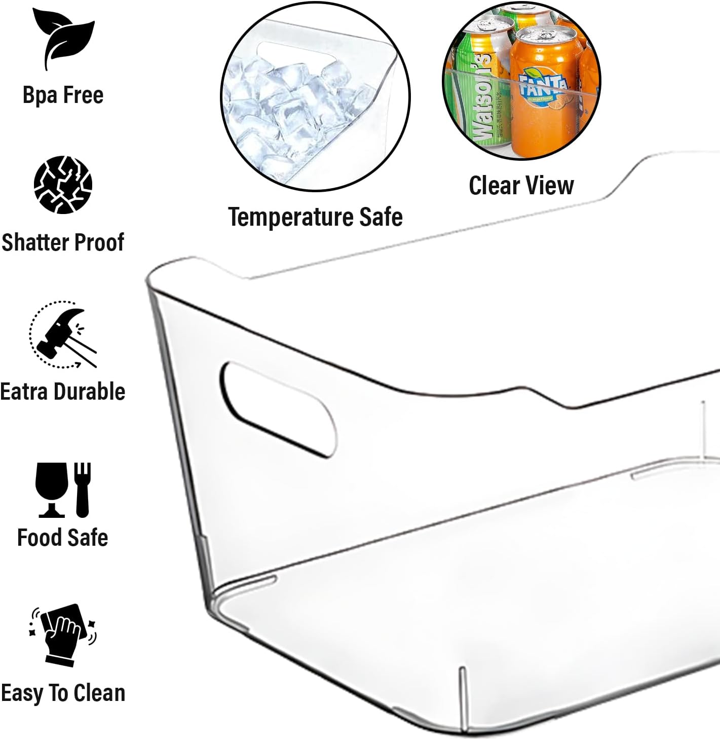 Clear Extra Large Plastic Storage Bins, Pantry Organizers and Storage Containers Fridge Organizer Bins for Organizing Home, Kitchen Organization Under Sink Bathroom Refrigerator Freezer Laundry Room