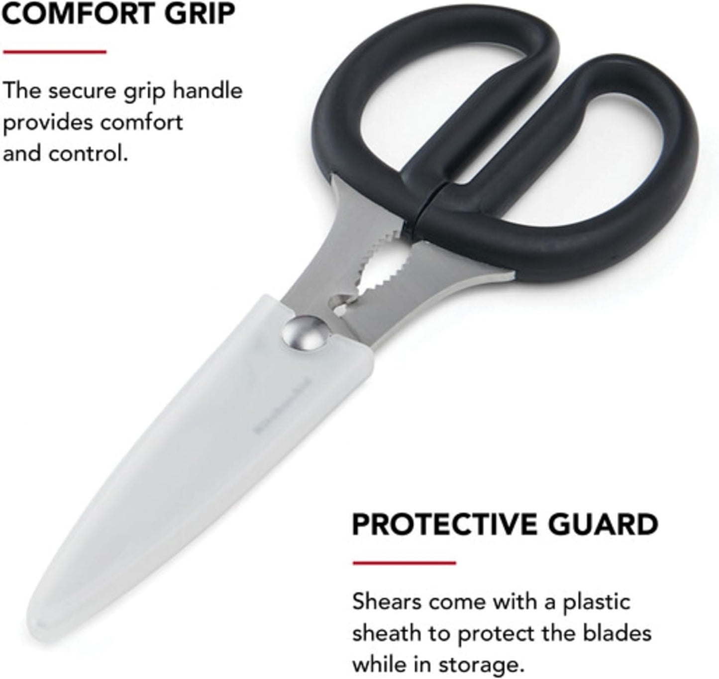 KitchenAid Multipurpose Shear Set, Versatile Scissors with Nutcracker, Bottle Opener, Ergonomic Handles with Protective Blade Covers, 2 Piece