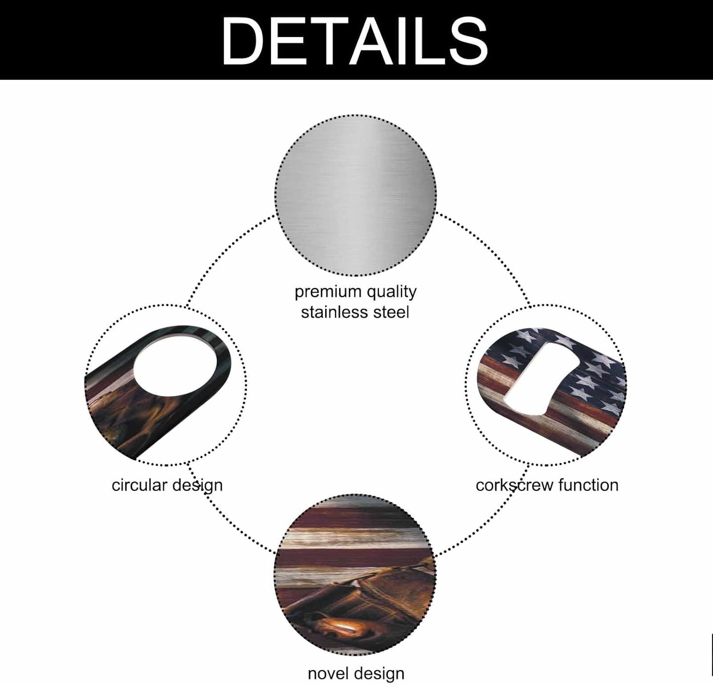 Baseball Gloves Stainless Steel Bottle Opener Vintage American Flag Baseball League Equipment Grunge Glove Flat Beer Bottle Opener Keychain for Home Kitchen Bar Restaurant Party Birthday Gift