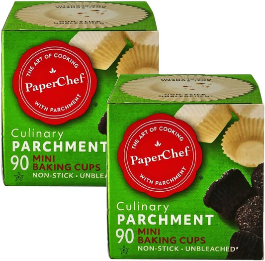 Mini Parchment Baking Cups - Easy Release, Non-Stick Paper - 90 Count - 2 Pack