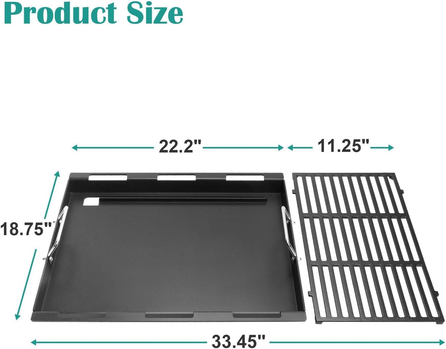 Cooking Griddle Inserts and Grate for Weber Genesis II 400 Series, Flat Top Grill Griddle for Weber GS4 Genesis II E-410 S-410 E-435 S-435 E/S-440, Replace for 6789 Full Size Griddle, 66097