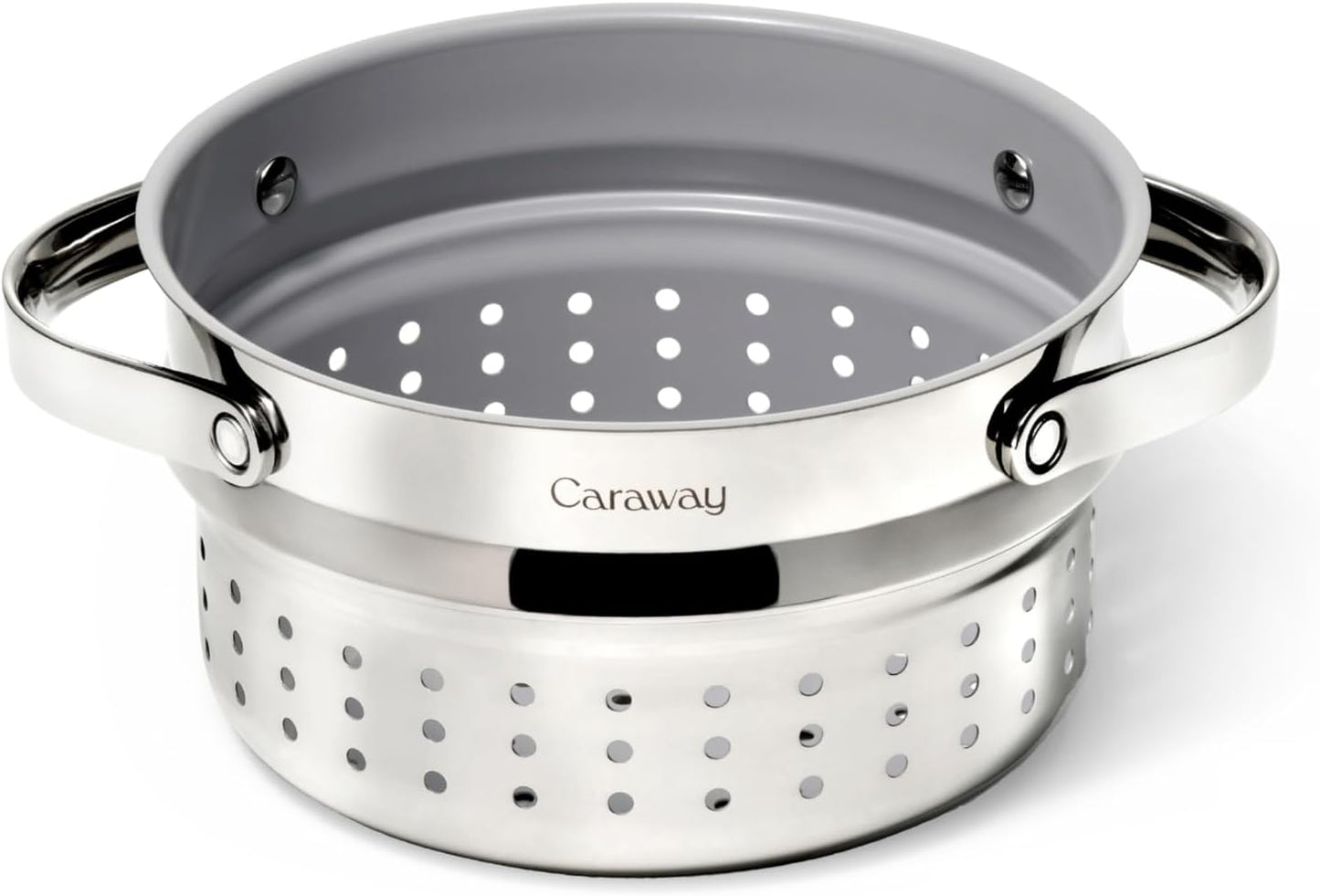 Caraway Steamer - Stainless Steel Steamer with Handles - Non Stick, Non Toxic Coating - Steam Veggies, Seafood, and More - Compatible With Our Dutch Oven or Sauce Pan - Small