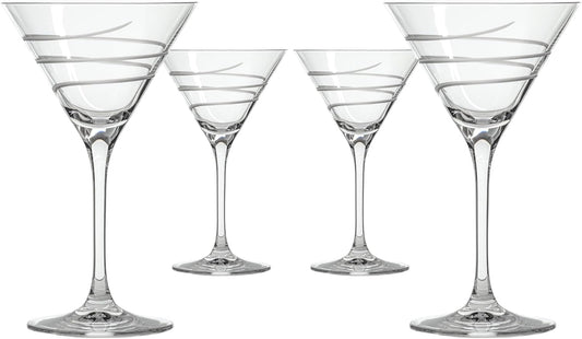 Rolf Glass Twist Martini Cocktail Glass | Set of 4 10oz Glasses | Lead-Free Glass | Engraved Martini Glasses | Proudly Made in the USA