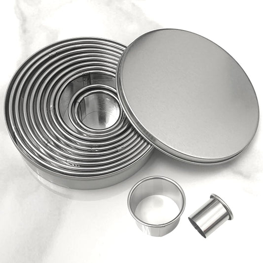 Round Cookie Cutters Set 12Pcs, Metal Cookie Cutters Sturdy Dough Molds with Case, Basic Biscuit Cutter for Fondant Pancake Baking Decorations Holiday Birthday Party