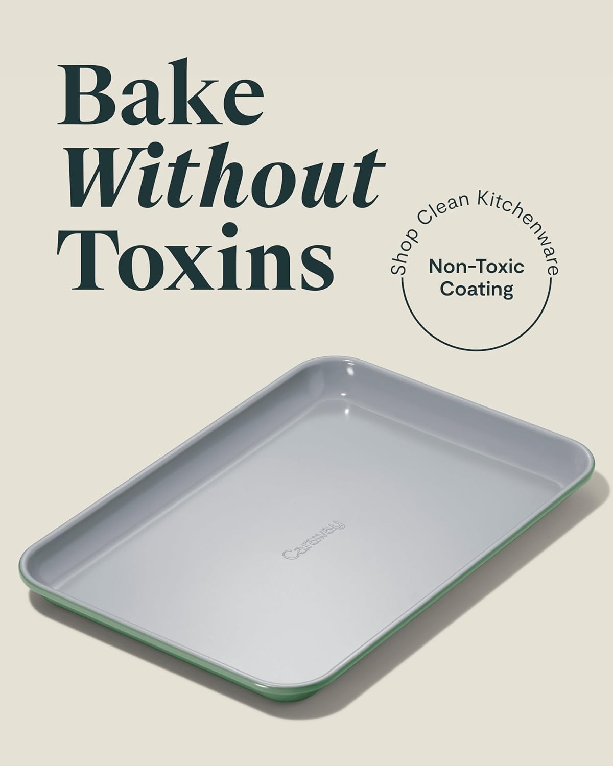 Caraway Nonstick Ceramic Small Baking Sheet Duo (9x13”) – Non-Toxic, PTFE & PFOA Free – Oven Safe – Aluminized Steel Core – Mini Sheet Pan for Baking, Roasting & More - Sage