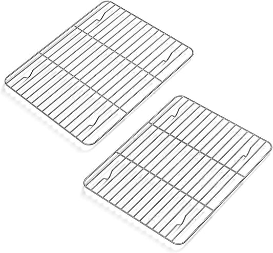 2 Pack Cooling Rack for Baking Stainless Steel, Heavy Duty Wire Rack Baking Rack, 11.7" x 9.4" Cooling Racks for Cooking, Fits Small Toaster Oven, Dishwasher Safe