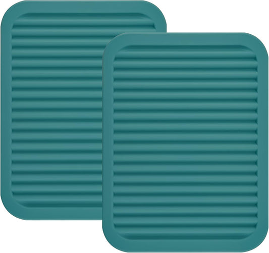 Smithcraft Silicone Trivets Mats for Hot Dishes and Hot Pots, Hot Pads for Countertops, Tables, Pot Holders, Spoon Rest Small Drying Mats Set of 2 Many Colors for Your Choose (Teal)
