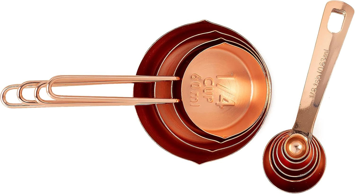 Rose Gold Measuring Cups & Measuring Spoons 10-Piece Set (4 Cups; 6 Spoons)