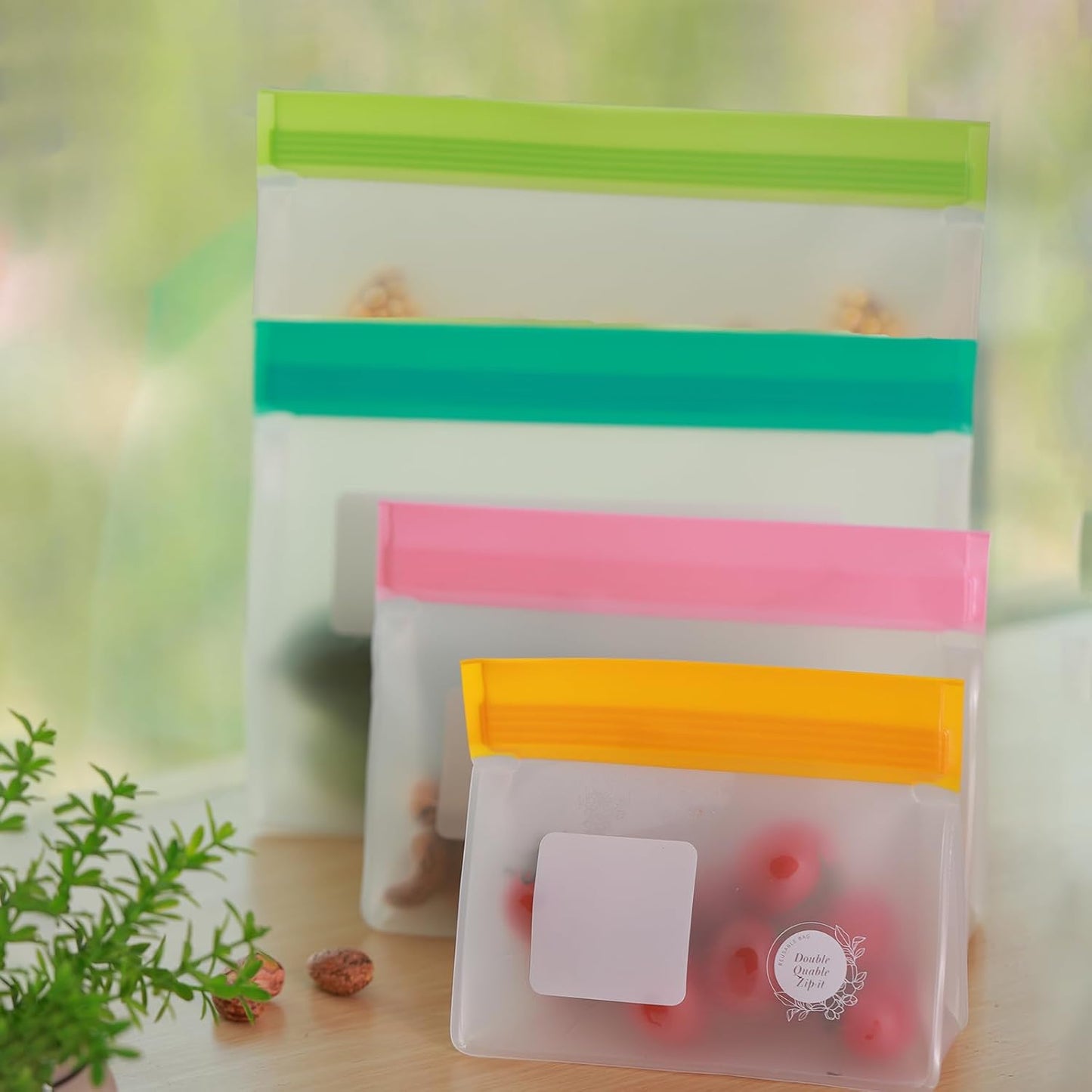 Reusable Silicone Food Storage Bags – 14-Pack Stand-Up, BPA-Free, Freezer, Dishwasher Safe & Eco-Friendly – 3 L, 8 M, 3 S Bags – Airtight Leakproof, Sandwich, Snack, and Meal Prep Baggies (Multicolor)