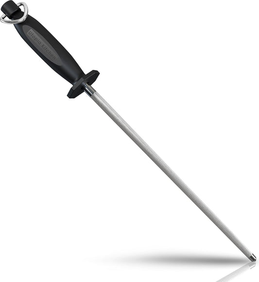 Utopia Kitchen 10 Inch Honing Steel Knife Sharpening Steel Sharpening Rod, Black