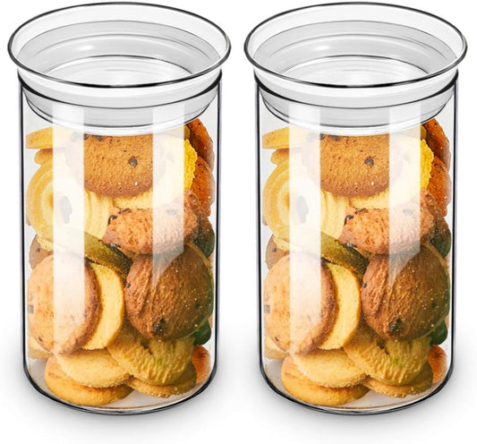 ZENS 37oz Glass Jars Set of 2, Clear Glass Kitchen Canisters with Airtight Lids, Wide Mouth Glass Storage Containers for Cereal, Coffee Beans, Loose Tea