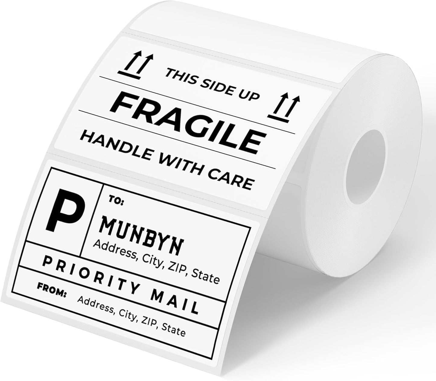 MUNBYN 3x2 Inch White Thermal Labels, Thermal Sticker Labels for Price, Barcode, Mailing, Name, 500 Sheets/1 Roll