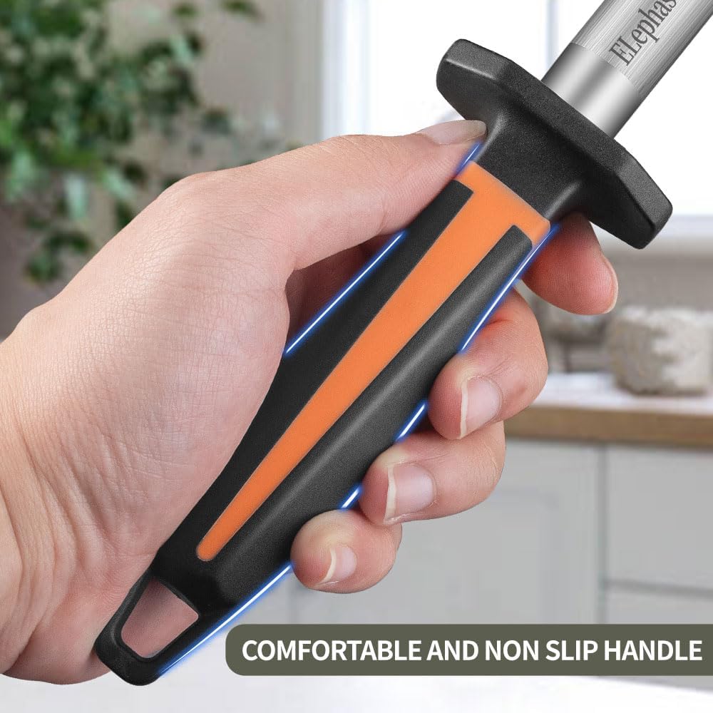 Selected High-Carbon Steel Honing Rod - Honing Steel Made of Hardened with Classic Simplicity Handle Sharpening Steel for Knife Sharpeners for Kitchen Knives (12IN-Flat)