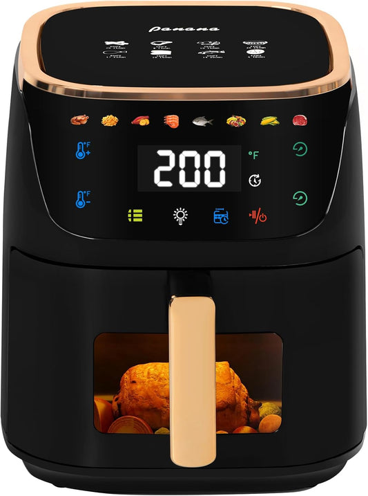 Panana 8QT Large Air Fryer Compact, 8 Preset Menus Airfryer, One-Touch Digital Control Presets, Touchscreen Display, Dishwasher Safe, Nonstick, Fit for Family (Black)