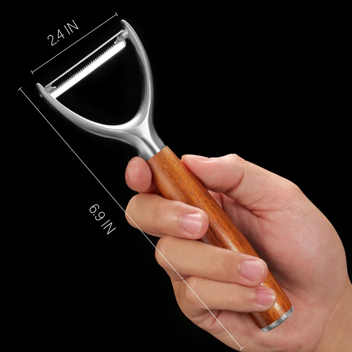 Serrated Blade Premium Y Type 304 Stainless Steel Multifunctional Kitchen Peeler Real Wood Handle Ultra Sharp Blade Vegetable Potato Apple(Boluoge)