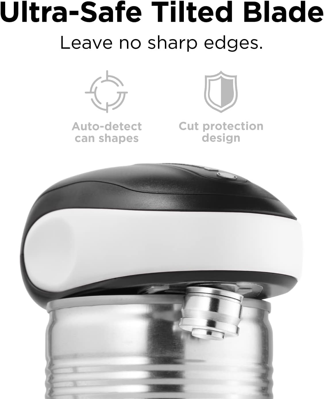 Kitchen Mama One-To-Go Electric Can Opener: One-Touch Operation, Auto-Detect Can Shapes, Auto-Stop, Smooth Edge, Lid Lift, Battery Operated (White)