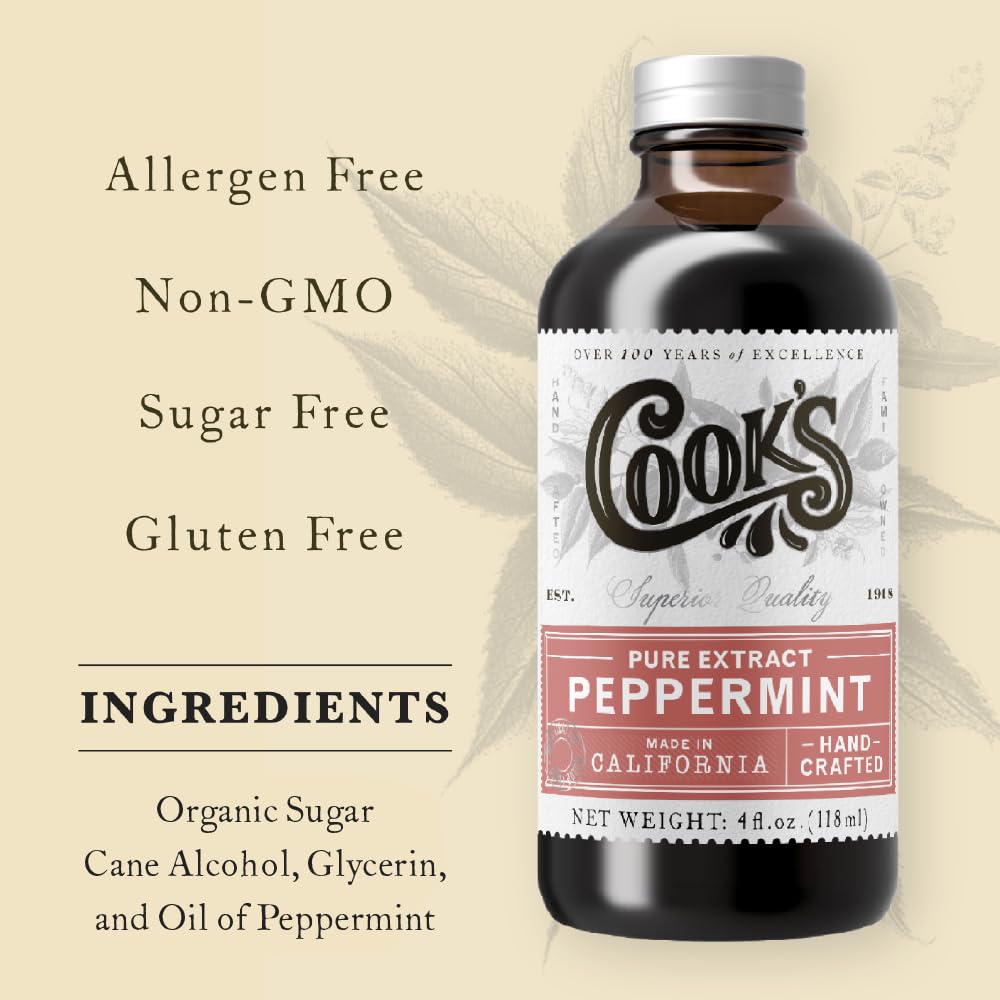 Cook's Pure Peppermint Extract,For Ice Creams, Candies, Icings, Cookies and Beverages, 32 oz