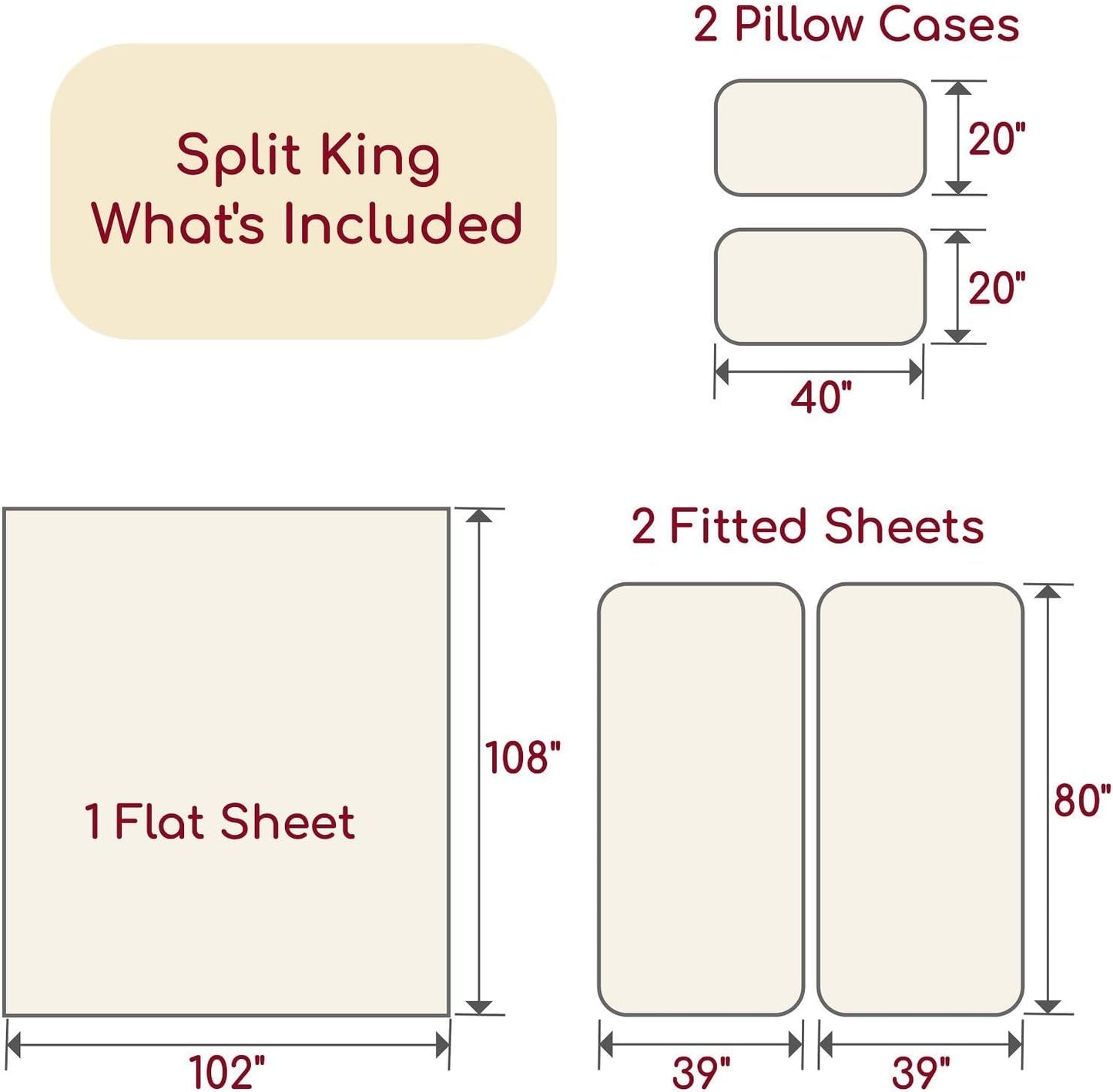 Mellanni Split King Sheets Set - 5 PC Iconic Collection Bedding - Hotel Luxury, Soft, Cooling Bed Sheets - Wrinkle, Fade, Stain Resistant (Split King, Oxford Stripe Hazy Lilac)