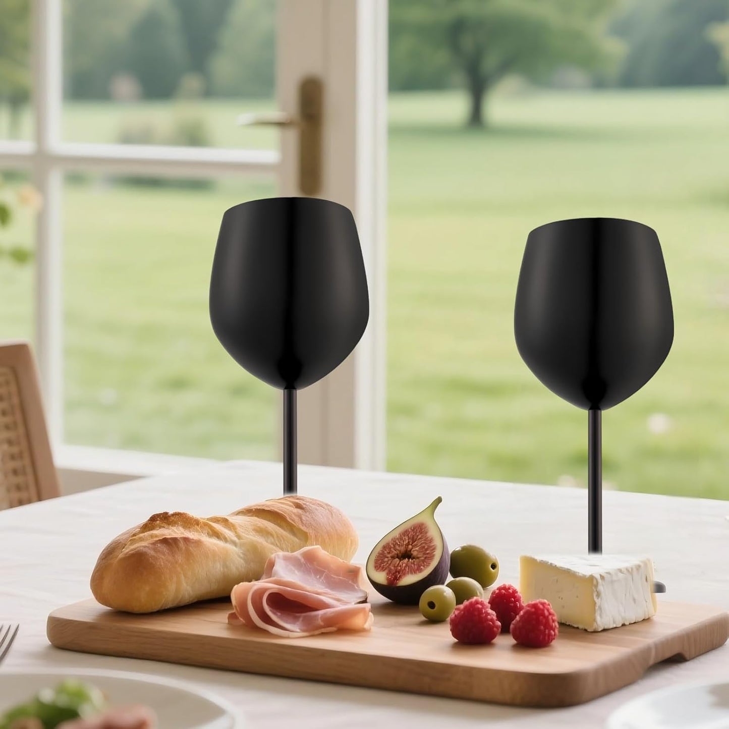 Stainless Steel Wine Glasses Set of 4 Unbreakable Wine Glass 18 oz Unique Metal Wine Goblets for Outdoor, Travel, Camping, Pool, Ideal Gift for Wine Lovers (Matte-Black)