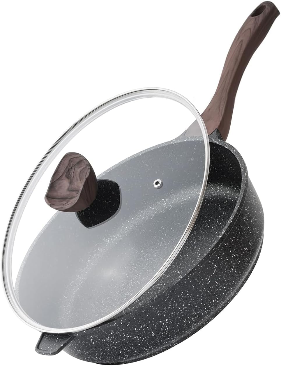 Nonstick Deep Frying Pan with Lid, 10 Inch Non Stick Skillet, Saute Pan for Cooking, Healthy Induction Cookware, PFOA Free