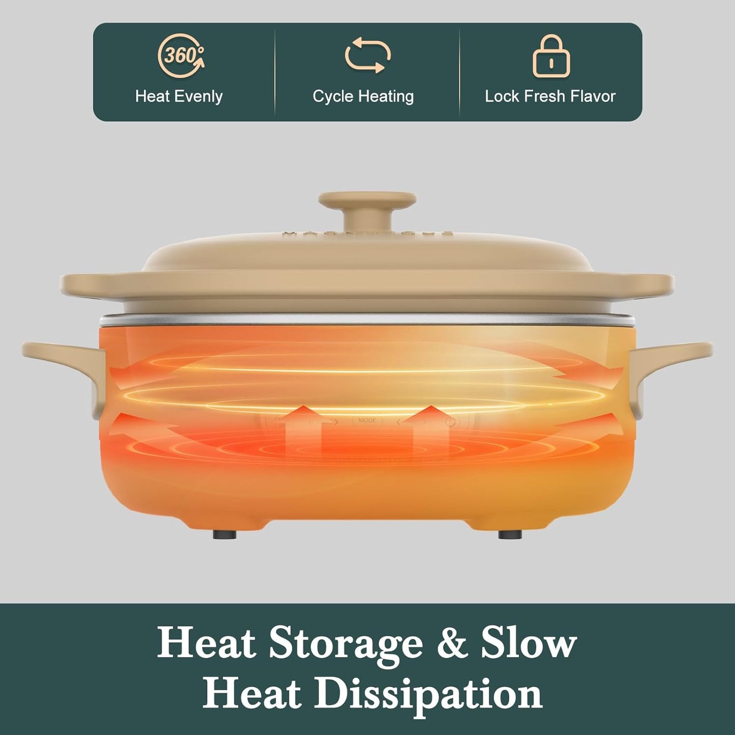 4 Quart Programmable Slow Cooker with Flexible Easy Programming, 8-in-1 Claypot Multi Cooker, Removable Crock, Nonstick, Oven Safe Pot to 450°F, Brown