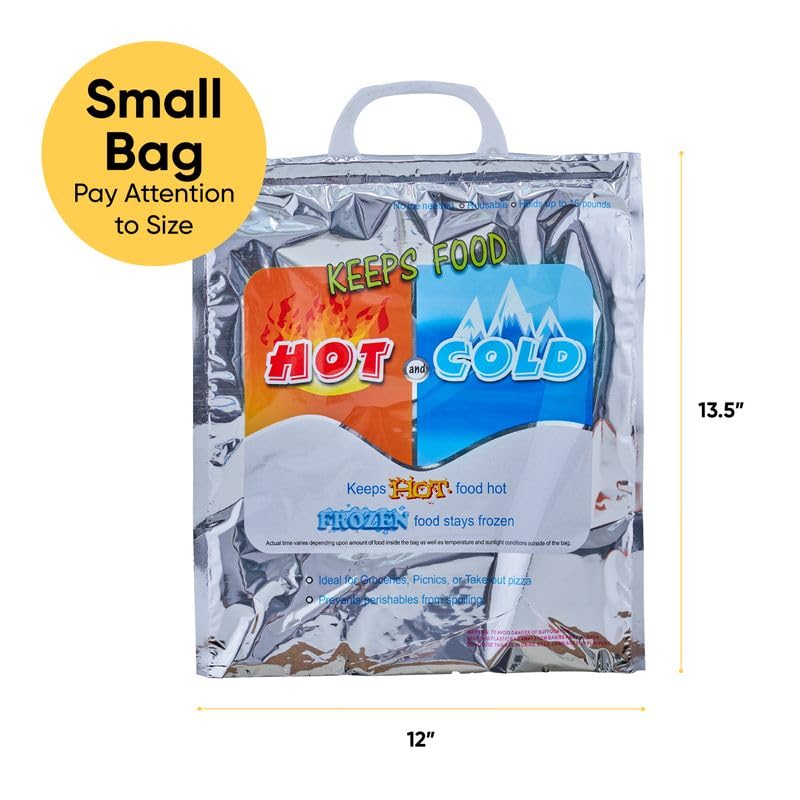 Superio Hot and Cold Insulated Bags for Food Delivery, Grocery Shopping Bags, Food Storage for Hot and Frozen Food for Travel, Disposable Cooler Bag, Reinforced Thermal Lunch Bag (6, 12"x13.5")