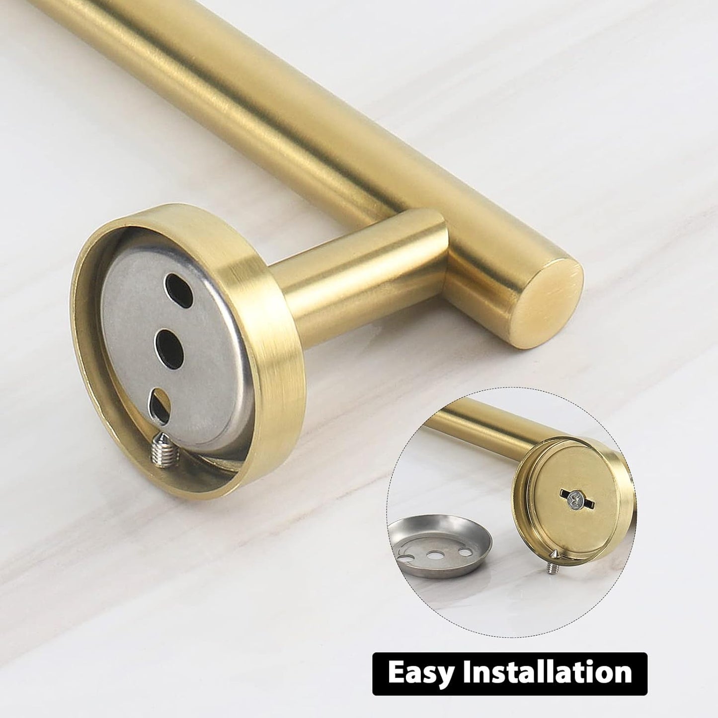 NearMoon Bath Towel Bar, Bath Accessories Thicken Stainless Steel Shower Towel Rack for Bathroom, Towel Holder Wall Mounted (1 Pack, Brushed Gold, 26 Inch)