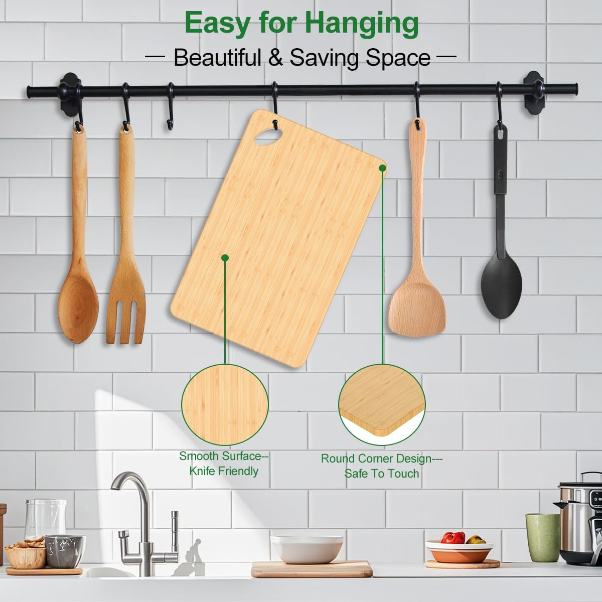 Wood Cutting Boards for Kitchen, 1 Pcs Chopping Board for Meat Vegetables Fruits- Small Bamboo Cutting Boards/Cheese Board/Serving Tray