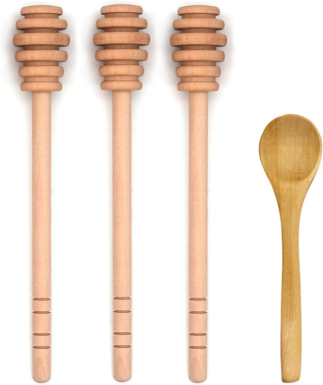 4PCS 6 inch Honey Dipper Sticks Honey Spoon, Wooden Honey Mixing Stirrer Honey Comb Stick, Honey Wand for Honey Jar Dispense Drizzle Honey Wedding Party