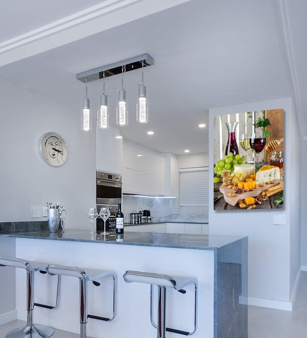 Looife Cajun Kitchen Wall Art, 12x18 inch Boho Kitchen Canvas Wall Decor - Modern Art Deco Print with Wine & Food Motif, Ready to Hang for Dining Room & Bar