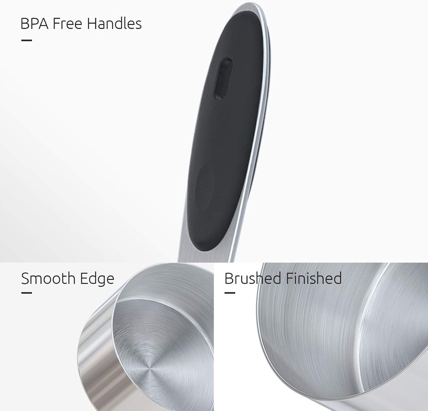 Measuring Cups : U-Taste 18/8 Stainless Steel Measuring Cups and Spoons Set of 10 Piece, Upgraded Thickness Handle(Black)