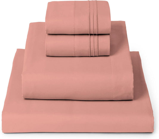 Mellanni California King Sheets Set - 4 PC Iconic Collection Bedding - Hotel Luxury, Extra Soft, Cooling Bed Sheets - Wrinkle, Fade, Stain Resistant (Cal King, Coral)