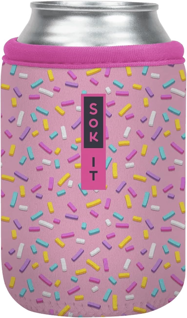 Sok It CanSok Sleeve for Beer & Soda Insulated Neoprene Cover (Sweet Sprinkles, 12oz Can Sleeve)