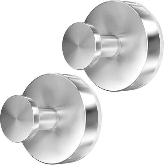 Suction Cup Hooks for Shower, 2 PCS No-Drill Towel Holder for Bathrooms Wall, Glass Door, Mirror, Tiles, Kitchen, Hold Robe & Wreath, Hanging up to 15 lbs – Waterproof & Rustproof, Loofah-Silver