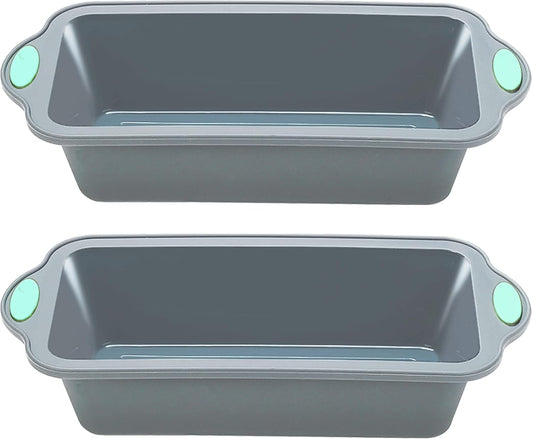 To encounter 9 Inch Silicone Bread and Loaf Pan, 2 Pack Food Grade Nonstick Silicone Molds for Baking Banana Bread, Meat Loaf, Pound Cake, with Metal Reinforced Frame More Strength