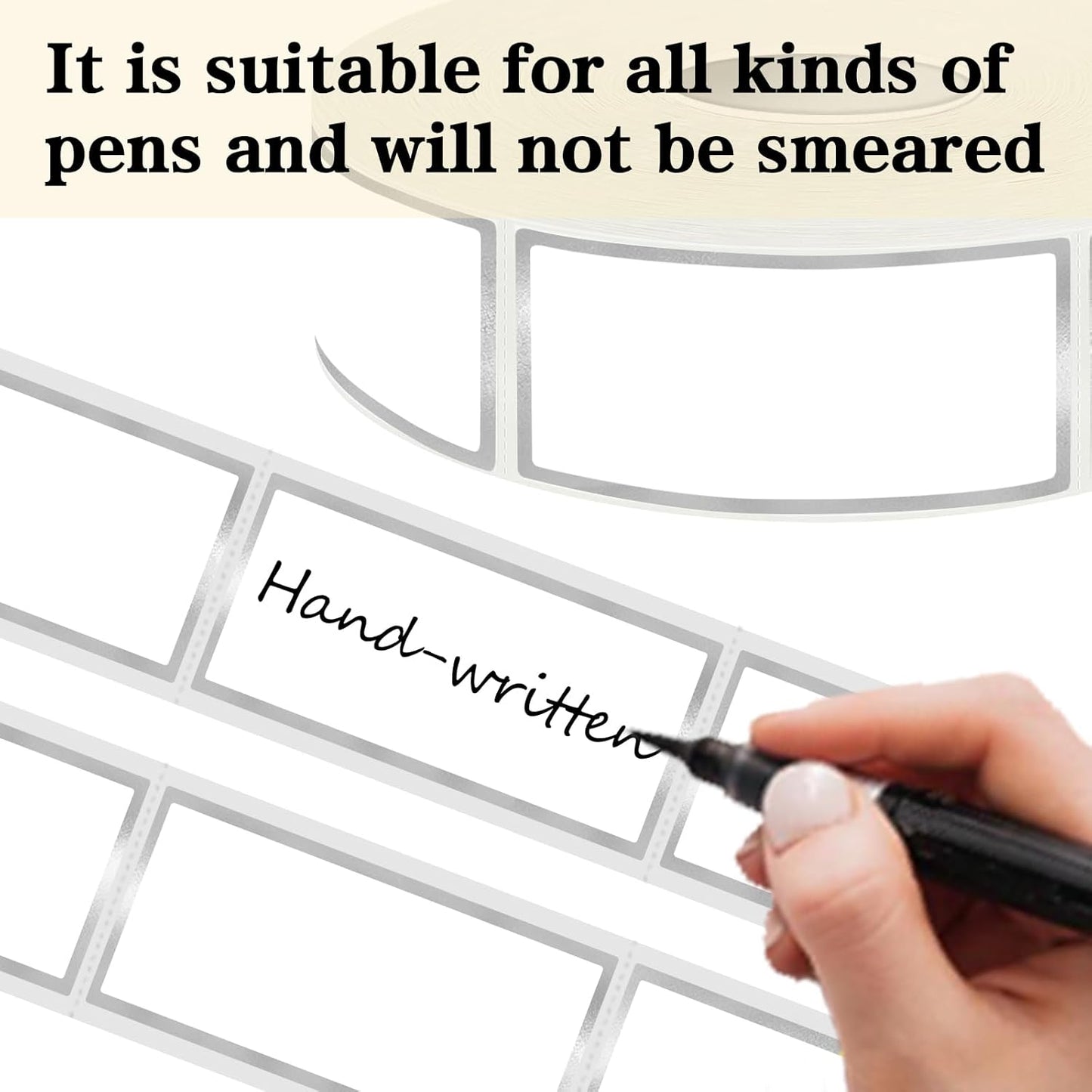 600 Silvery Border Removable Freezer Labels Water Oil Resistant with Perforation Line for Food Containers Jars Pantry Organization (Ink Quick-Dry，1” x 2”)