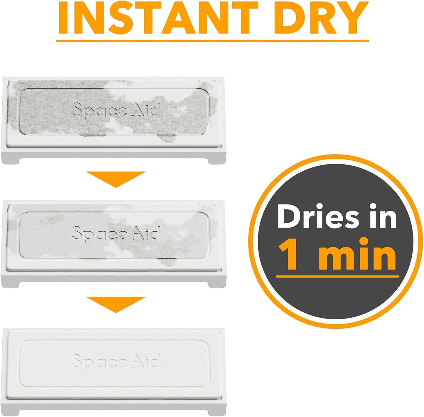 SpaceAid DryingNeat Sink Organizer, Instant Dry Sink Caddy Organizers, Kitchen Sponge Soap Holder Dispenser, Countertop Fast Drying Counter Tray Rack (Bamboo Rack, White)