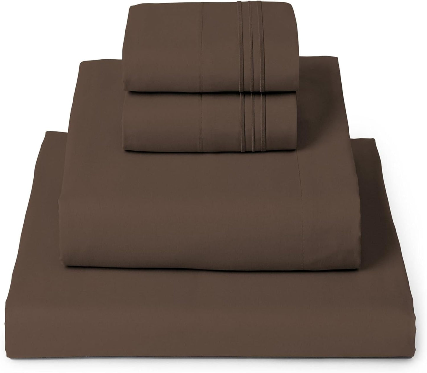Mellanni King Sheets Set - 4 PC Iconic Collection Bedding - Hotel Luxury, Extra Soft, Cooling Bed Sheets - Wrinkle, Fade, Stain Resistant (King, Brown)