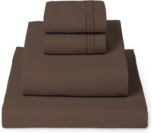 Mellanni Full Sheets Set - 4 PC Iconic Collection Bedding - Hotel Luxury, Extra Soft, Cooling Bed Sheets - Wrinkle, Fade, Stain Resistant (Full, Brown)