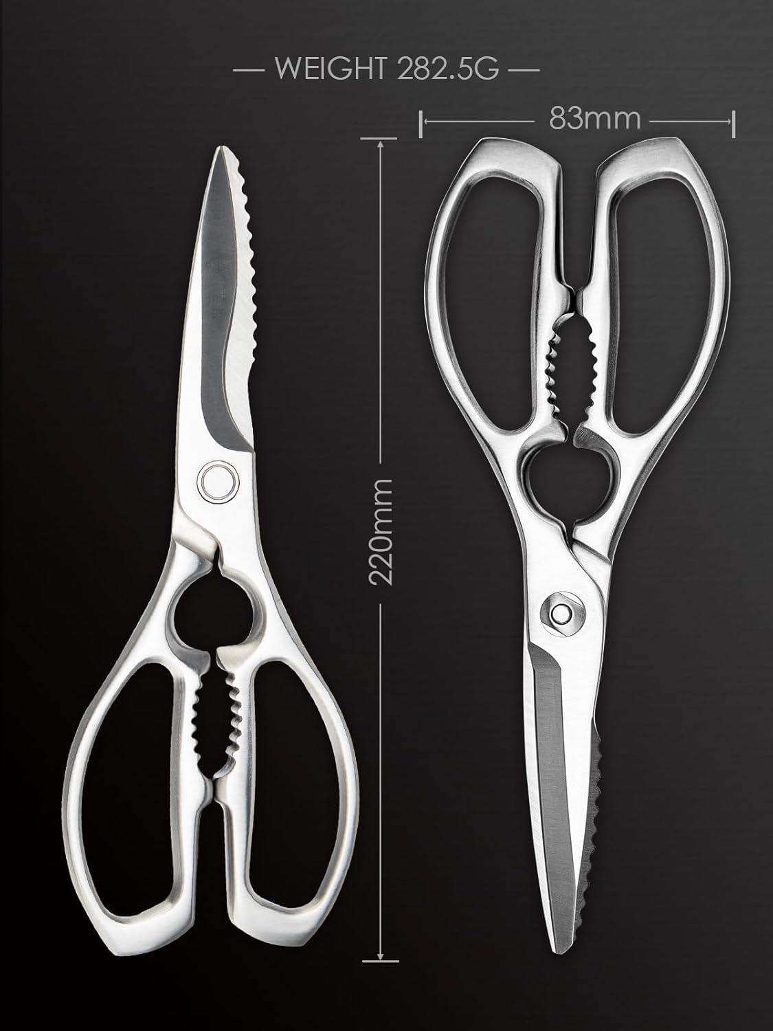 Kitchen Shears – Heavy-Duty Kitchen Scissors for Food | Ideal for Meat, Poultry & Vegetables | 3Cr14 Stainless Steel | Forged for Strength | Dishwasher Safe