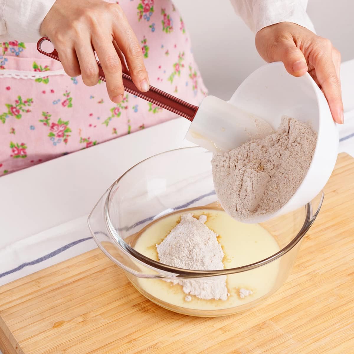 Commercial Spoonula Rubber Spatula Set, High Heat Spatula Spoon 9.5 Inches, Commercial Spatula for Cooking, Rubber Spatula Set Resistant to 500℉ (1 Scraper 9.5"+1 Spoonula 9.5")