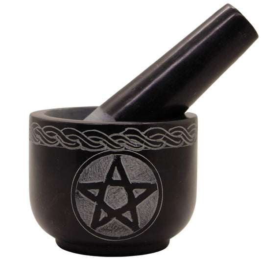 Mortar and Pestle Set Unique - Black Pestle and Mortar Bowl Solid Stone Grinder for Herbs Spice Guacamole Garlic Ginger Root