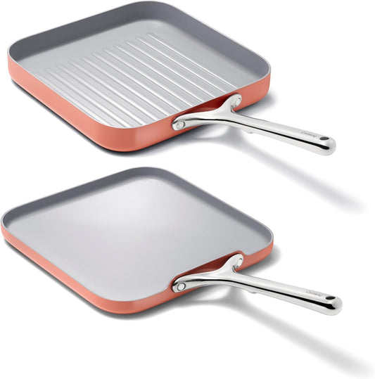 Caraway Griddle Pan & Grill Pan Duo - Non-Stick Ceramic Coated - Non Toxic, PTFE & PFOA Free - Oven Safe & Compatible with All Stovetops – Perracotta