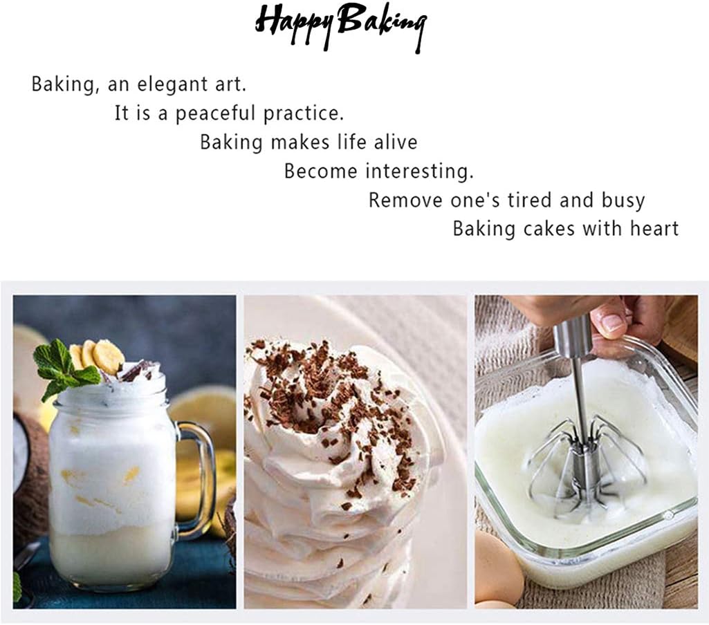 Stainless Steel Egg Whisk, Digead Hand Push Rotary Whisk Blender, whisks for cooking, Hand Push Mixer Stirrer for Blending, Whisking, Beating & Stirring (10+12in)